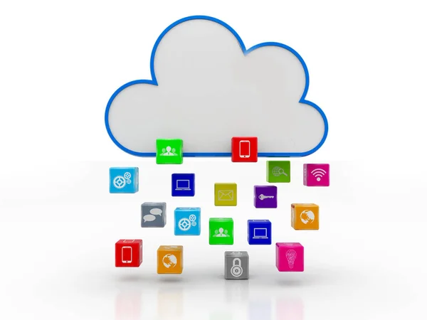 Rendering Cloud Bilgisayar Kavramı Cloud Internet Teknolojisi Kavramı Arka Plan — Stok fotoğraf