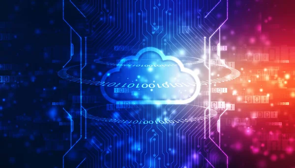 2d illustration of  Cloud computing, Digital Cloud computing Concept background. Cyber technology, internet data storage, database and mobile server concept
