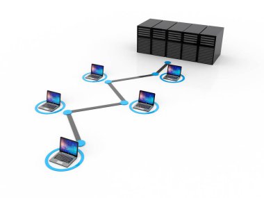 Bilgisayar ağı, Küresel İnternet bağlantısı kavramı. 3d oluşturma 