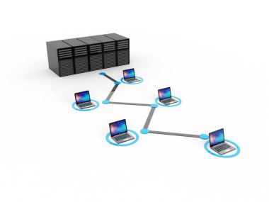 Bilgisayar ağı, Küresel İnternet bağlantısı kavramı. 3d oluşturma 