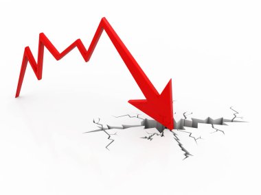 Finansal kriz konsepti, Ekonomik kriz. İş düşüşü, 3D görüntüleme