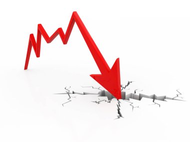 Finansal kriz konsepti, Ekonomik kriz. İş düşüşü, 3D görüntüleme