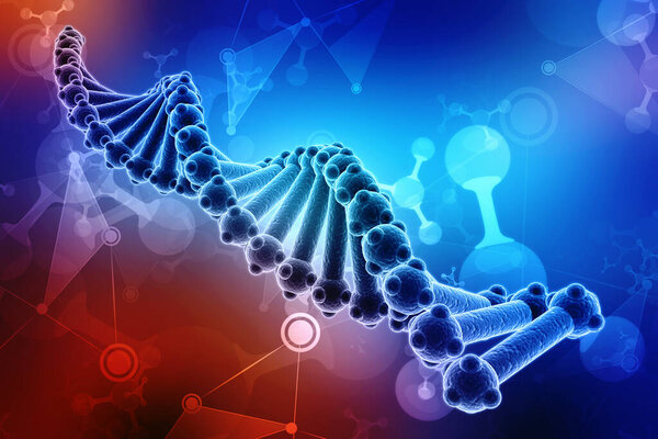 DNA structure in medical technology background. 3d render