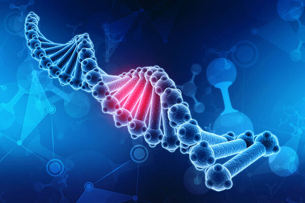 DNA structure in medical technology background. 3d render