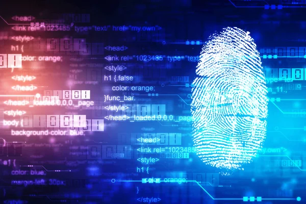Security concept, fingerprint Scanning on digital screen. cyber security Concept.
