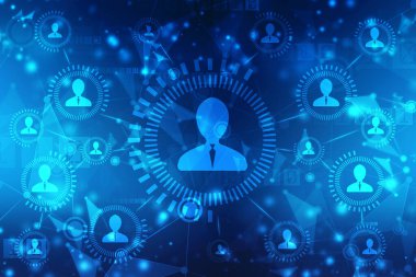 Business Network Concept Background, Social Networks ve etkileşim konsepti. Karışık ortam, Dijital Soyut Teknoloji arka planı, Sosyal bağlantı ve ağ konsepti