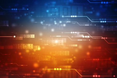 İkili Kod Arkaplan, Dijital Soyut Teknoloji arka planı, teknoloji arka planında ikili kod formatında bir ve sıfır numaralı metin akışı. Dijital Soyut Teknoloji arkaplanı