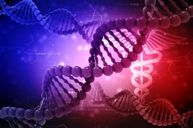 Tıbbi teknoloji arka planında DNA yapısının 3 boyutlu canlandırması