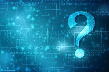 2d illüstrasyon soru işareti, Teknoloji soyut arkaplan, düşünme kavramı