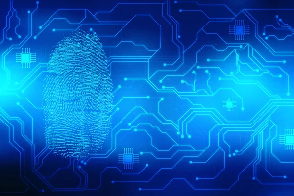 Fingerprint Scanning Identification System. Biometric Authorization and Business Security Concept, fingerprint Scanning on digital screen. cyber security Concept
