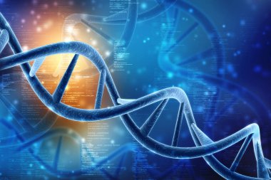 DNA yapısına sahip biyokimya kavramı, tıp bilimi geçmişi. 3d oluşturma