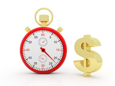 Beyaz arka planda Dollar, Dollar in Crisis Concept ile izlemeyi bırak. 3d oluşturma