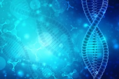 Concept of biochemistry with dna Structure isolated in medical technology background, Medical science background. 3d rendering