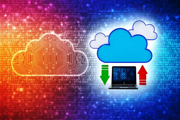 3d illustration of Cloud computing, Digital Cloud computing Concept background. Cyber technology, internet data storage, database and mobile server concept