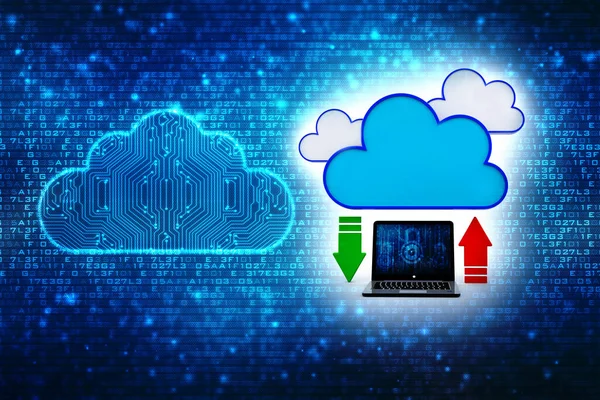 3d illustration of Cloud computing, Digital Cloud computing Concept background. Cyber technology, internet data storage, database and mobile server concept