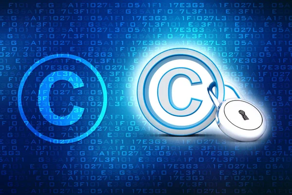 3d illustration copyright symbol in technology background, Copyright Protection concept