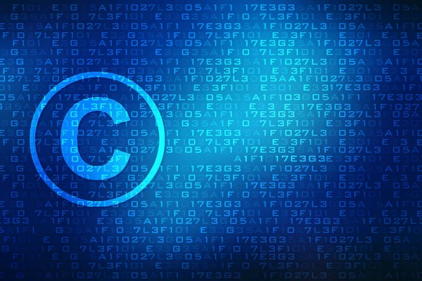 Copyright icon on digital background, Trademark or copyright protection concept.
