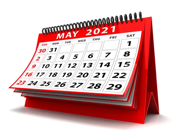 Desktop Kalender Mai 2021 Isoliert Auf Weißem Hintergrund Mai 2021 — Stockfoto