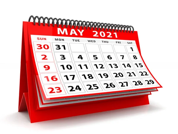 Desktop Kalender Mai 2021 Isoliert Auf Weißem Hintergrund Mai 2021 — Stockfoto
