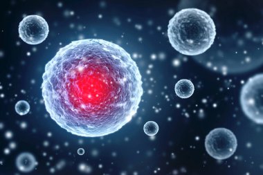 Dijital arkaplanda 3D Bakteri, virüs, hücre oluşturma