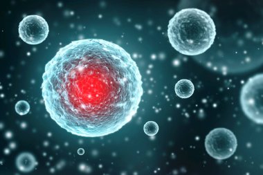 Dijital arkaplanda 3D Bakteri, virüs, hücre oluşturma