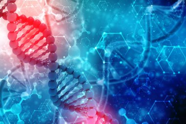 Teknoloji arka planında izole edilmiş DNA yapısına sahip biyokimya kavramı, tıp bilimi geçmişi. 3d oluşturma