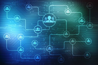 Business Network Concept Background, Social Networks ve etkileşim konsepti. Karışık ortam, Dijital Soyut Teknoloji arka planı, Sosyal bağlantı ve ağ konsepti