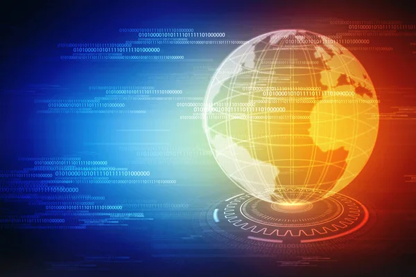 Global network connection concept. Big data visualization. Social network communication in the global computer networks. Globe with Binary codes, Internet technology background