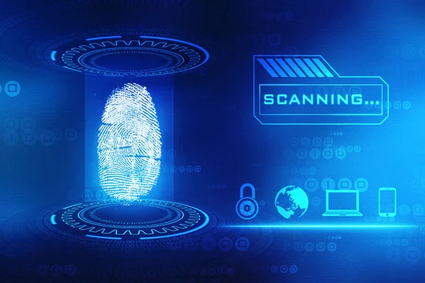 Fingerprint Scanning Identification System 비즈니스 Biometric Authorization Business Security Concept — 스톡 사진