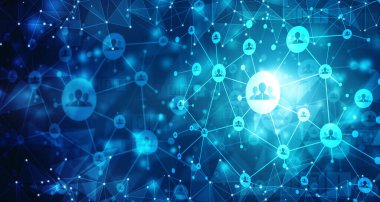 Dünya Haritası Teknoloji arka planında iş ağı arayüzü kavramı, küresel iş ağı, İnternet iletişimi