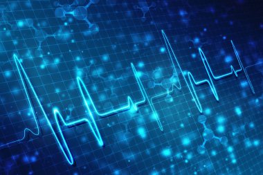EKG arka planı, kalp atış hızı grafiği. Ekg kalp atış hattı monitörü. Sağlık ve Tıbbi Teknoloji konsepti. Dijital sinyal dalgası