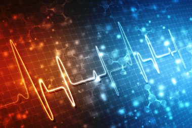 EKG arka planı, kalp atış hızı grafiği. Ekg kalp atış hattı monitörü. Sağlık ve Tıbbi Teknoloji konsepti. Dijital sinyal dalgası