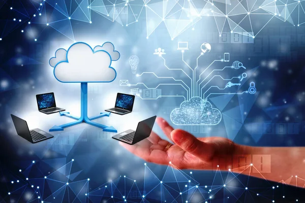 Koncepcja Przetwarzania Chmurze Tło Koncepcji Technologii Internetu Chmurze Chmura Obliczeniowa — Zdjęcie stockowe