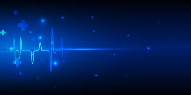 Ekokardiyografi, kalp atış hızı grafiği. Ekg kalp atış hattı monitörü. Sağlık ve Tıbbi Teknoloji konsepti. Dijital sinyal dalgası. vektör illüstrasyonu