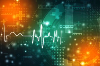 Tıbbi teknoloji ve sağlık hizmetleri konsepti. EKG arka planı, kalp atış hızı grafiği. Ekg kalp atışı çizgi monitörü.