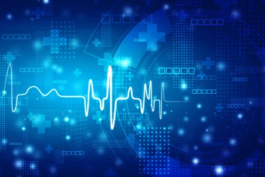 Tıbbi teknoloji ve sağlık hizmetleri konsepti. EKG arka planı, kalp atış hızı grafiği. Ekg kalp atışı çizgi monitörü.