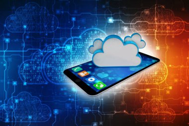 3d oluşturma Bulut hesaplama kavramı, Bulut İnternet teknolojisi kavramı arka plan, Bulut hesaplama ve ağ veri depolama kavramı