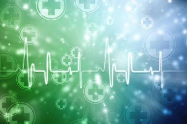 Tıbbi teknoloji ve sağlık hizmetleri konsepti. EKG arka planı, kalp atış hızı grafiği. Ekg kalp atışı çizgi monitörü