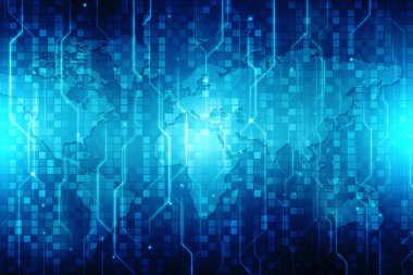 Küresel ağ bağlantısı kavramı. Büyük veri görselleştirmesi. Küresel bilgisayar ağlarındaki sosyal ağ iletişimi. İnternet teknolojisi arka planı