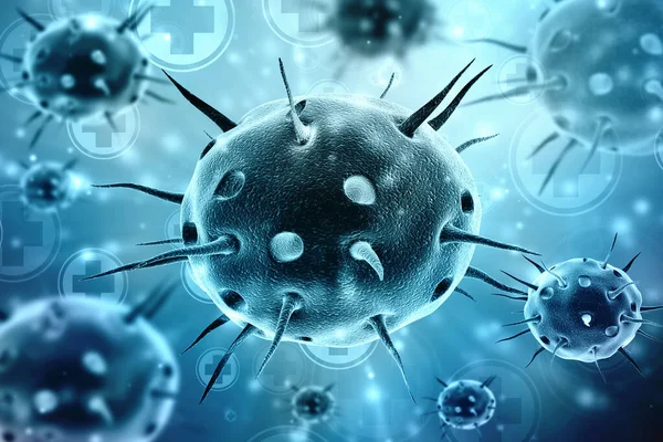 Rendering Virus Bacterias Organismo Infectado Por Células Fondo Abstracto Del —  Fotos de Stock