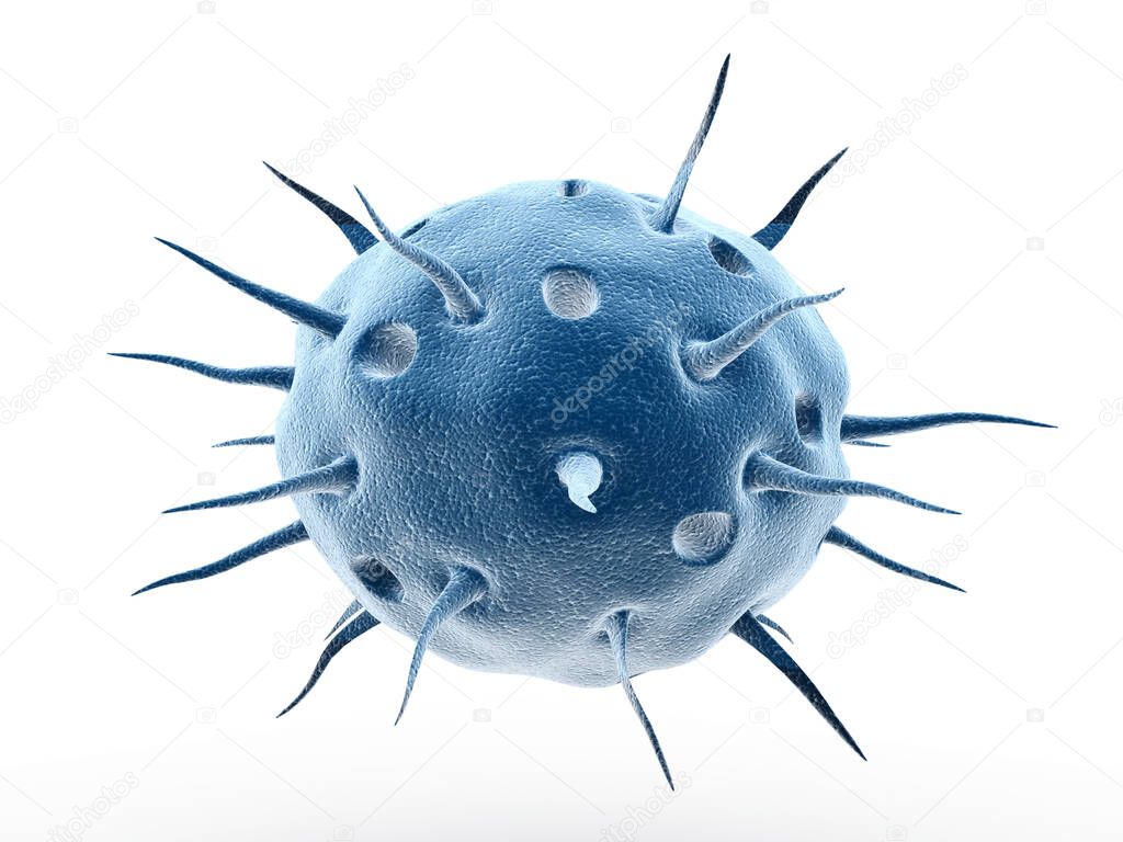 3d rendering virus, bacteria, cell infected organism, virus on white background
