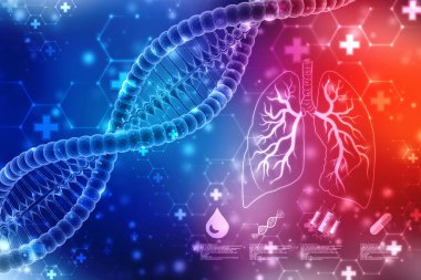 DNA yapısına sahip biyokimya kavramı beyaz arka planda izole edilmiş, tıp bilimi geçmişi. 3d oluşturma