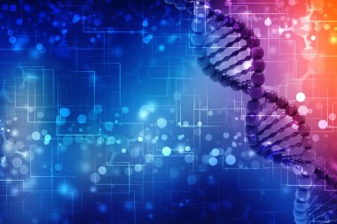 DNA yapısına sahip biyokimya kavramı beyaz arka planda izole edilmiş, tıp bilimi geçmişi. 3d oluşturma