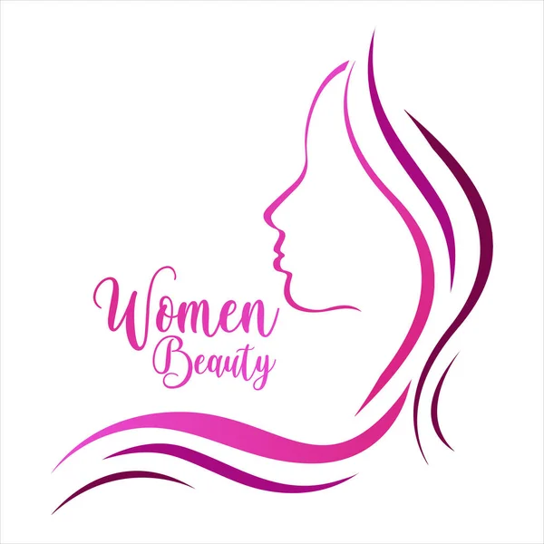 Mulher Bonita Modelo Design Logotipo Feminino Cosmético Maquiagem Senhora Conceito — Vetor de Stock