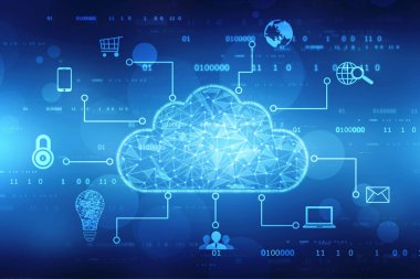 Bulut hesaplama, Bulut Hesaplama Konsepti, Bulut hesaplama teknolojisi internet kavramının 2d illüstrasyonu