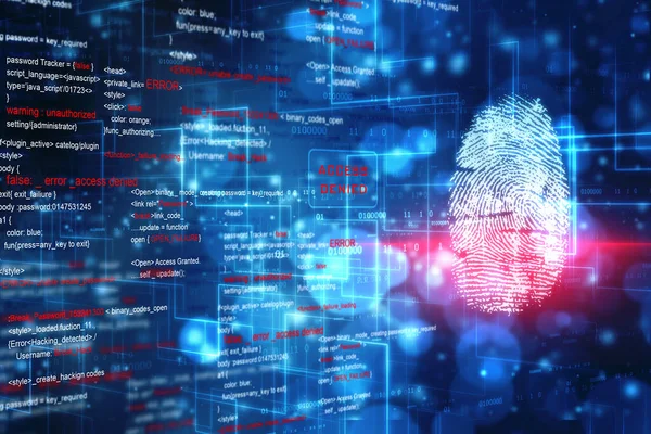 Concepto Sistema Seguridad Abstracto Con Huella Digital Fondo Tecnología Sistema —  Fotos de Stock