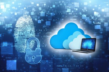 3d oluşturma Bulut hesaplama kavramı, Bulut İnternet teknolojisi kavramı arka plan, Bulut hesaplama ve ağ veri depolama kavramı