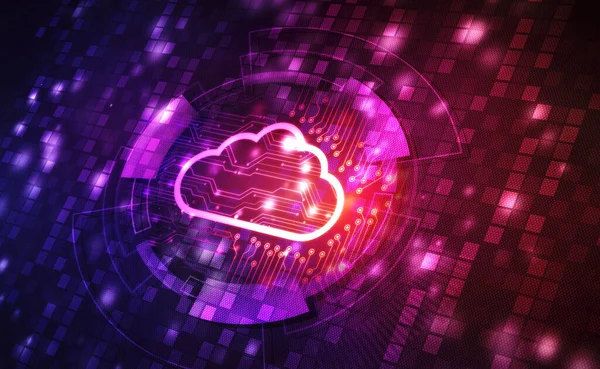 Ilustracja Przetwarzania Chmurze Tło Koncepcji Cyfrowej Chmury Obliczeniowej Technologia Informatyczna — Zdjęcie stockowe