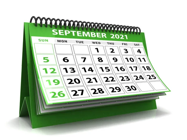 Desktop Kalender September 2021 Isoliert Auf Weißem Hintergrund September 2021 — Stockfoto
