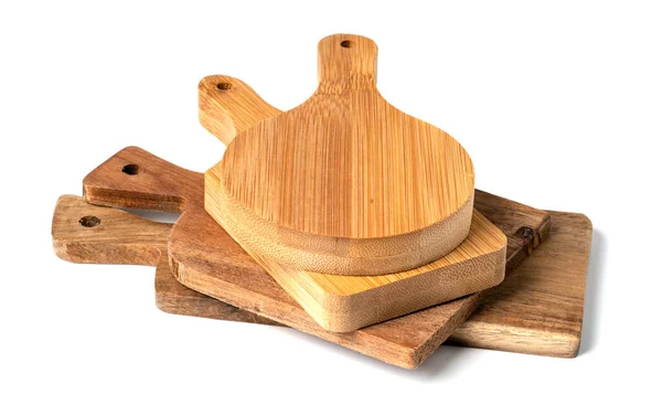 Tabla de cortar de madera con asas y agujero colgante. aislado —  Fotos de Stock